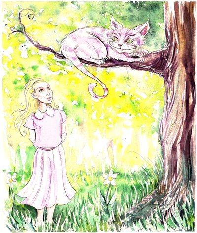 Alice and the Cheshire Cat - illustration to Lewis Carroll